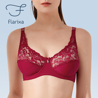 Flarixa เสื้อชั้นในดันทรง ลูกไม้ พลัสไซซ์ สําหรับผู้หญิง พร้อมโครงเหล็ก เซ็กซี่ คัพใหญ่ บาง คัพ Cd Bralette