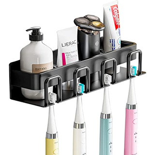ชั้นวางแปรงสีฟันไฟฟ้า แบบติดผนัง อลูมิเนียมอัลลอย ประหยัดพื้นที่ พร้อมช่องใส่แปรงสีฟัน 4 ช่อง สําหรับแปรงสีฟัน ยาสีฟัน