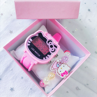นาฬิกาข้อมือ สายซิลิโคนนิ่ม ลายการ์ตูน Hello Kitty น่ารัก ให้เป็นของขวัญ สําหรับเด็กผู้หญิง