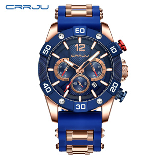 Crrju นาฬิกาข้อมือควอตซ์แฟชั่น สายซิลิโคน กันน้ํา สไตล์เรโทร สําหรับบุรุษ 2292 XL