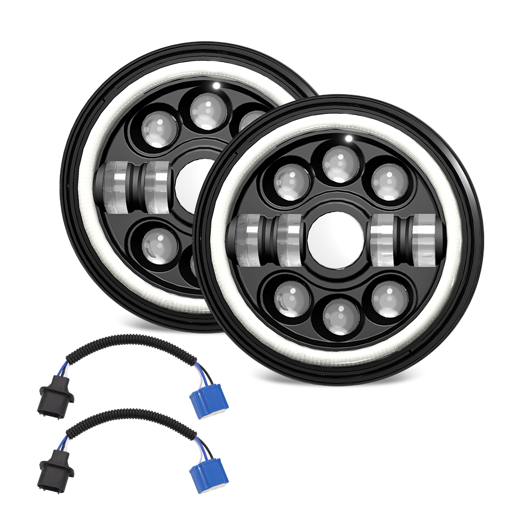 ไฟหน้า 7 นิ้ว New 7-inch Wrangler (R7 Double Angel Eyes) Jeep Headlight ...