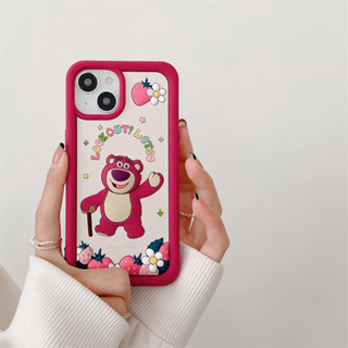 เคสซิลิโคนนิ่ม ลายหมีสตรอเบอร์รี่ 3D สําหรับ iphone Case 14 Pro Max 13 Pro Max 12 Pro Max