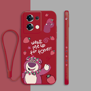 เคสโทรศัพท์มือถือ กันกระแทก ลายหมี STRAWBERRY พร้อมสายคล้อง สําหรับ Xiaomi poco m3 pro poco f3 poco f3 gt poco x3 poco x3 nfc poco x3 pro