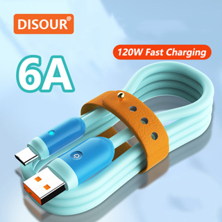 Disour สายชาร์จ USB-C 120W 6A ชาร์จเร็ว คุณภาพส่งสัญญาณเร็ว แข็งแรง ป้องกันสายพันกัน