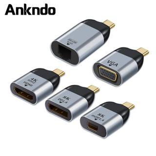 Ankndo อะแดปเตอร์แปลง USB C Type C เป็น HDMI DP VGA PLUG 4K 60Hz HD สําหรับ Mac PC แล็ปท็อป โทรศัพท์ TV Android