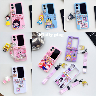 เคสมือถือ PC ลายการ์ตูนเซเลอร์มูน พร้อมสายคล้อง สามชิ้น กันกระแทก สําหรับ OPPO Find N2 Flip 5G