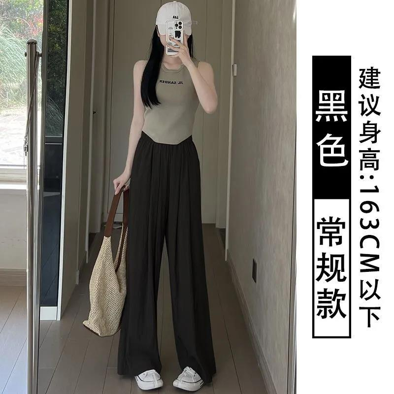กางเกงขากว้างลําลอง-ผ้าเรยอน-เอวสูง-แต่งจับจีบ-สวมใส่สบาย-แฟชั่นฤดูร้อน-สไตล์ญี่ปุ่น-สําหรับสตรี-2023