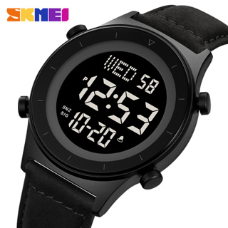 Skmei นาฬิกาข้อมือดิจิทัล สายหนัง PU กันน้ํา มีไฟ LED แบรนด์หรู สไตล์สปอร์ต แฟชั่นสําหรับผู้ชาย