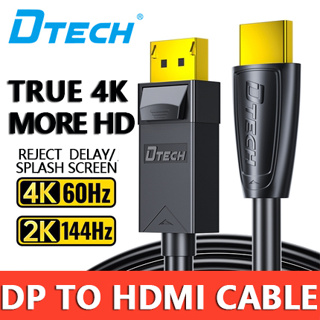 Dtech พอร์ตดิสเพลย์ เป็นสาย HDMI พร้อมขั้วต่อชุบทอง - สีดํา