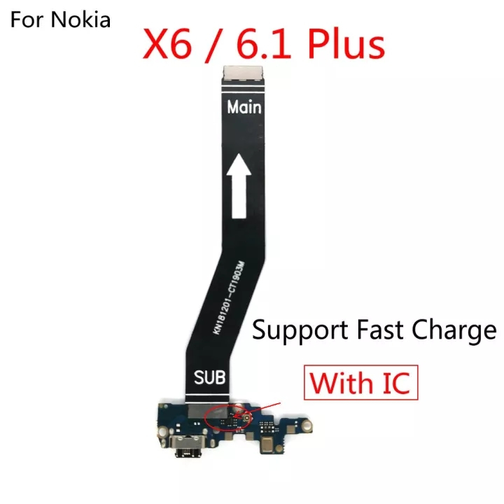 แท้-บอร์ดพอร์ตชาร์จ-usb-พร้อมตัวเชื่อมต่อ-ic-เมนบอร์ดสายเคเบิลอ่อน-แบบเปลี่ยน-สําหรับ-nokia-x6-6-1-plus