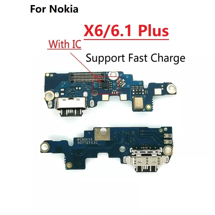 แท้-บอร์ดพอร์ตชาร์จ-usb-พร้อมตัวเชื่อมต่อ-ic-เมนบอร์ดสายเคเบิลอ่อน-แบบเปลี่ยน-สําหรับ-nokia-x6-6-1-plus