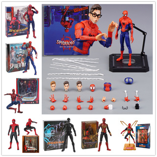 โมเดลฟิกเกอร์ Into The Spiderverse SV Spider Man Peter Parker SHF SpiderMan ขยับได้ สําหรับตกแต่งบ้าน