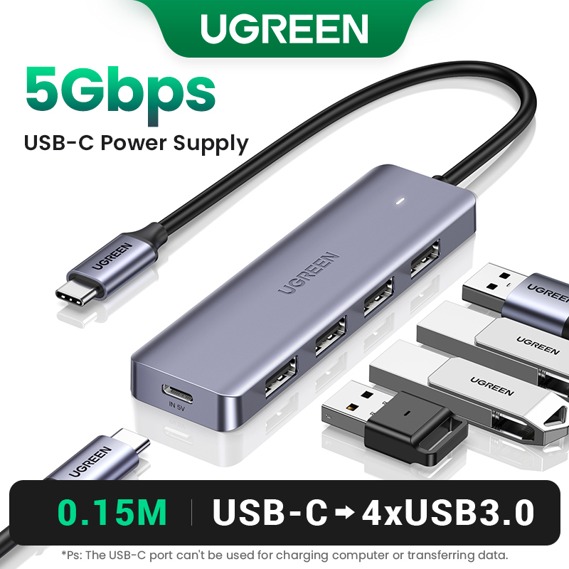 Ugreen ฮับ USB 3.0 4 พอร์ต ความเร็วสูง แบบพกพา สําหรับ MacBook Mac Pro