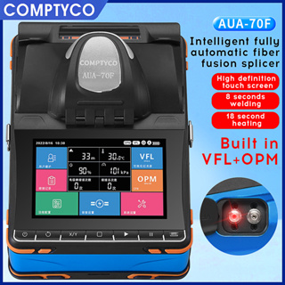 COMPTYCO AUA-70F สีน้ำเงิน 6 มอเตอร์หน้าจอสัมผัสรุ่นไฟเบอร์ฟิวชั่นต่อเชือกการกำหนดค่า OPM + VFL 300 Cali ไฟเบอร์ขยายกันน้ำออกแบบสายเคเบิลฟิวชั่นต่อเชือก