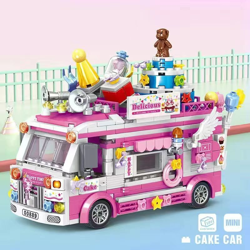 บล็อกตัวต่อเลโก้-รูปรถไอศกรีม-ขนาดเล็ก-เหมาะกับของขวัญ-ของเล่นสําหรับเด็กผู้หญิง