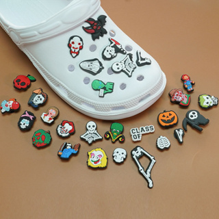 กระดุม รูปรองเท้า Crocs Jibbitz Pins หลากสีสัน น่ากลัว สําหรับฮาโลวีน DIY