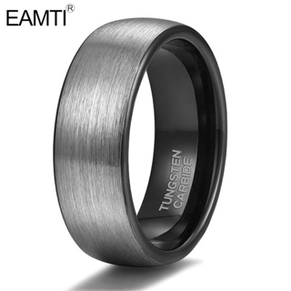 Eamti แหวนทังสเตน 6 มม. ใส่สบาย สีดํา สําหรับผู้ชาย ผู้หญิง หมั้น งานแต่งงาน ไซซ์ 4-14