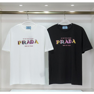 เสื้อยืดแขนสั้น ผ้าฝ้าย พิมพ์ลาย Prad แฟชั่นสําหรับผู้ชาย และผู้หญิง