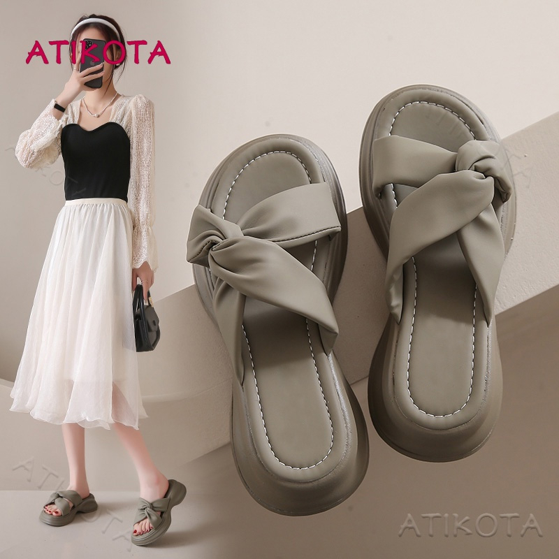 atikota-รองเท้าแตะ-รองเท้าชายหาด-เข้ากับทุกการแต่งกาย-สไตล์ฝรั่งเศส-แฟชั่นสําหรับผู้หญิง