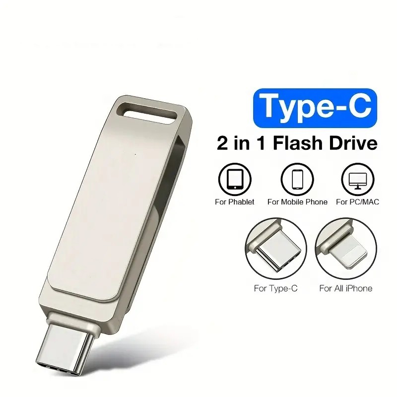 ใหม่ แฟลชไดรฟ์ 2 in 1 สําหรับ ios Typec Android Pendrive SD card