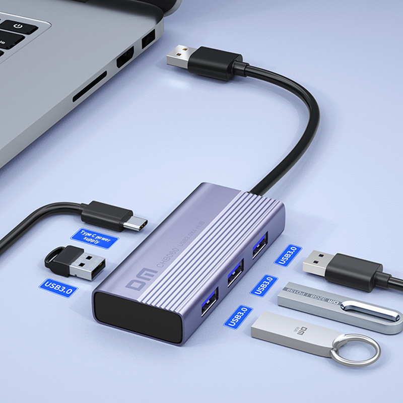 dm-อะแดปเตอร์ฮับ-usb-3-0-4-พอร์ต-ความเร็วสูง-แบบพกพา-สําหรับคอมพิวเตอร์-แล็ปท็อป-pc-hgih-chb060