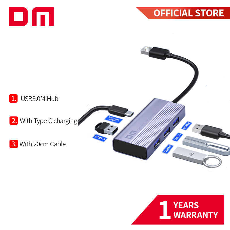 dm-อะแดปเตอร์ฮับ-usb-3-0-4-พอร์ต-ความเร็วสูง-แบบพกพา-สําหรับคอมพิวเตอร์-แล็ปท็อป-pc-hgih-chb060