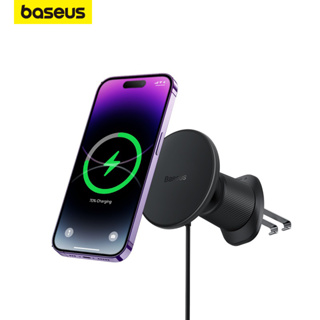 Baseus ที่ชาร์จโทรศัพท์ในรถยนต์ 15W LED แท่นชาร์จไร้สาย สําหรับ iPhone 14 13 12 Pro Max Samsung ชาร์จเร็ว ที่ชาร์จไร้สาย แม่เหล็ก