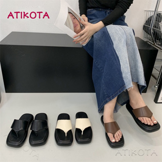 Atikota รองเท้าแตะ พื้นนิ่ม กันลื่น สไตล์เกาหลี แฟชั่นสําหรับผู้หญิง