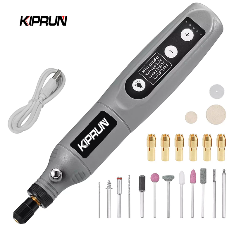 ชุดเครื่องมือสว่านไฟฟ้าไร้สาย Kiprun 3.7V ความเร็ว 5 ระดับ 15000rpm ชาร์จผ่าน USB