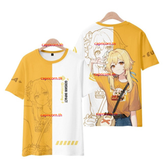 ใหม่ เสื้อยืดแขนสั้นลําลอง พิมพ์ลายอนิเมะ Genshin Impact Lumine Klee 3D ทรงหลวม สไตล์ญี่ปุ่น สําหรับผู้ชาย และผู้หญิง