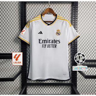 เสื้อกีฬาแขนสั้น ลายทีมชาติฟุตบอล Real Madrid 2023 24 ไซซ์ S - 4XL ชุดเหย้า