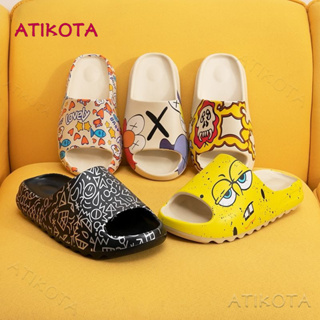 Atikota รองเท้าแตะแบบสวม ใส่เดินในบ้าน ลายการ์ตูน สำหรับผู้ชาย และผู้หญิง
