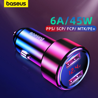 Baseus ที่ชาร์จโทรศัพท์ในรถยนต์ USB 45W 4.0 3.0 ชาร์จเร็ว สําหรับ Xiaomi Mi Huawei Supercharge SCP QC4.0 QC3.0 Fast PD USB C
