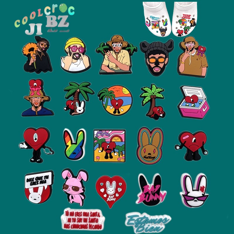 ใหม่ Jibbitz Bad Bunny Crocs อุปกรณ์เสริมรองเท้า Crocs ลายดอกไม้