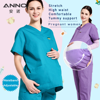 Anno งานคลอดบุตรสวมหลวมหญิงตั้งครรภ์ชุดพยาบาล Gravidity สวมเสื้อผ้าโรงพยาบาลยามแพทย์ขัดชุด