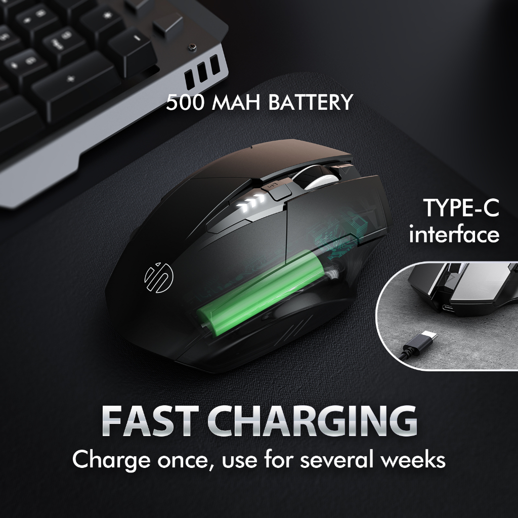 Inphic เมาส์ไร้สาย 6 ปุ่มเสียงเงียบ Rechargeable Wireless Mouse 500mAh ...