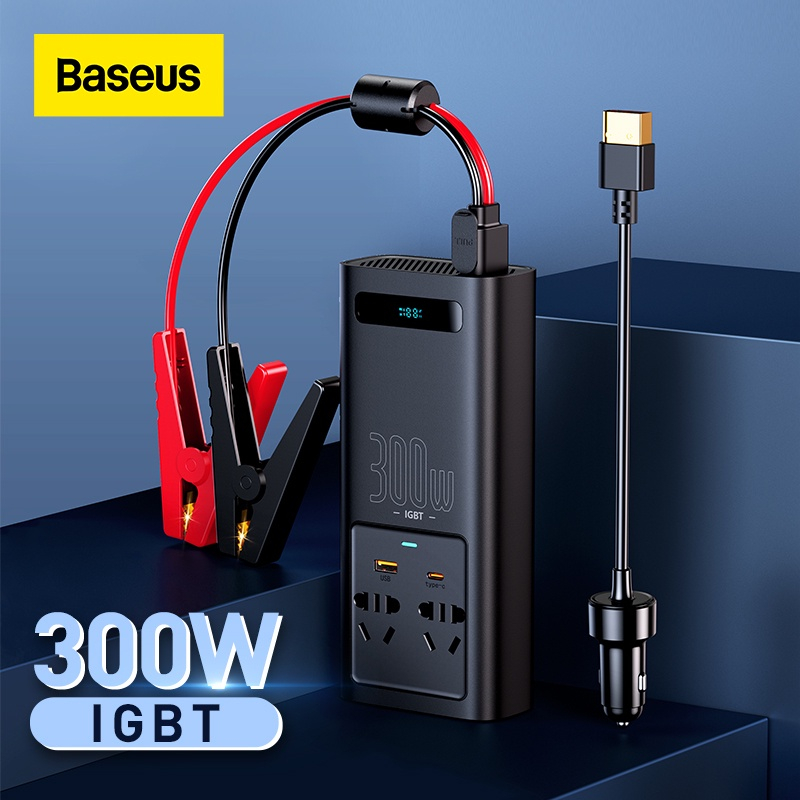 baseus-อินเวอร์เตอร์รถยนต์-300w-dc-12v-เป็น-ac-220v-จอแสดงผลดิจิทัล-อินเวอร์เตอร์พลังงานอัตโนมัติ-usb-type-c-ชาร์จเร็ว-สําหรับอะแดปเตอร์ไฟรถยนต์