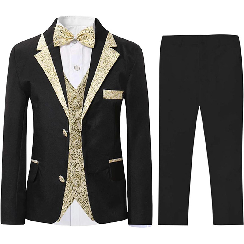 เสื้อแจ็กเก็ตสูท-เสื้อกั๊ก-กางเกงขายาว-ประดับโบว์-สีทอง-สําหรับเด็กผู้ชาย-ใส่ไปงานพรอม-งานแต่งงาน-ปาร์ตี้-5-ชิ้น