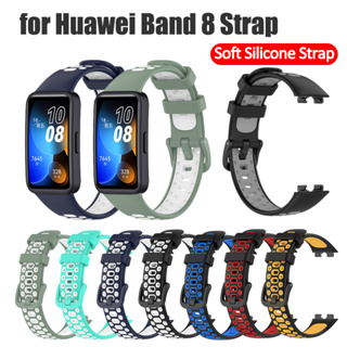 สายนาฬิกาข้อมือซิลิโคน แบบนิ่ม สองสี แบบเปลี่ยน สําหรับ Huawei Band 8