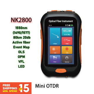 Nk2800 MiNi otdr เครื่องวัดสายไฟเบอร์ออปติคอล 1550nm 80km 20dB พร้อมแผนที่อีเวนท์ VFL OLS OPM