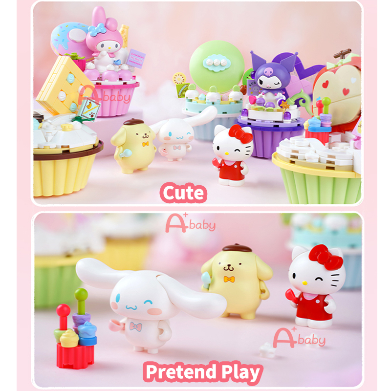 keeppley-sanrio-kuromi-my-melody-บล็อคตัวต่อ-คัพเค้ก-คุโรมิ-มายเมโลดี้-เฮลโลคิตตี้-ซินนาม่อนโรล-ปอมปอม-พูริน