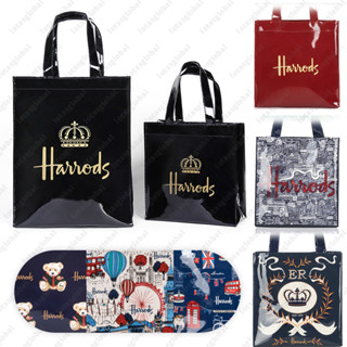 กระเป๋าช้อปปิ้ง PVC ทรงโท้ท พิมพ์ลายตัวอักษร Harrods คุณภาพสูง สไตล์อังกฤษ