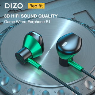 Dizo Realfit E1 หูฟังเล่นเกม 3.5 มม. เสียงสเตอริโอ เบสหนักแน่น 3D พร้อมไมโครโฟนคอนทราล