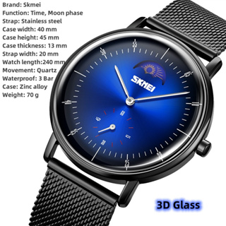SKMEI ORIGINAL Skmei ของแท้ นาฬิกาข้อมือควอทซ์ อะนาล็อก หน้าปัดกระจก 3D กันน้ํา หรูหรา แฟชั่นสําหรับผู้ชาย
