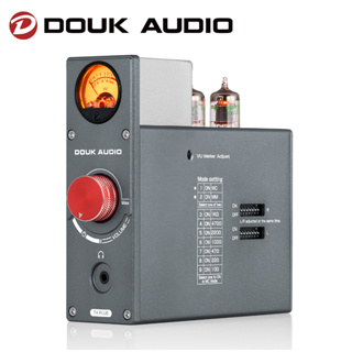 Douk Audio T4 PLUS 5654 พรีแอมป์โฟโน่ หลอดหมุนได้ พร้อมมิเตอร์ VU สําหรับหูฟังสเตอริโอ