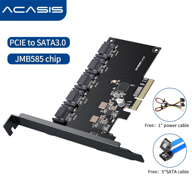 acasis-การ์ดขยาย-pcie-sata-3-0-นิ่ม-เป็น-5-พอร์ต-6-gbps-pcie-เป็น-sata-ตัวควบคุม-สามารถใช้เป็นระบบบูทดิสก์-รองรับฮาร์ดดิสก์-ssd-hdd-ชิป-jmb585