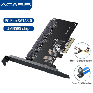 Acasis การ์ดขยาย PCIe SATA 3.0 นิ่ม เป็น 5 พอร์ต 6 Gbps PCIe เป็น SATA ตัวควบคุม สามารถใช้เป็นระบบบูทดิสก์ รองรับฮาร์ดดิสก์ SSD HDD ชิป JMB585