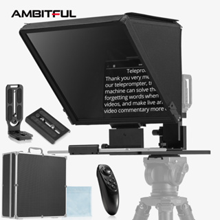 AMBITFUL T16 พรอมเตอร์หน้าจอใหญ่ สัมภาษณ์ระดับมืออาชีพ เทเลพรอมเตอร์ พับได้ สําหรับสมาร์ทโฟน กล้อง DSLR บันทึกวิดีโอสด
