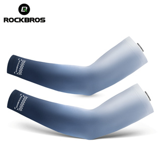 Rockbros ปลอกแขน ผ้าเรยอน กันแดด UV หลากสี สําหรับขี่จักรยาน วิ่ง ตกปลา 1 คู่