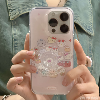 เคสโทรศัพท์มือถืออะคริลิค แบบนิ่ม ลายการ์ตูนคิตตี้ กันกระแทก หมุนได้ มีป็อบอัพ สําหรับ iPhone 14 13 12 11 Pro Max